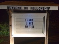 Sign outside the BuxMont Unitarian Universalist Fellowship, Warrington, Pennsylvania